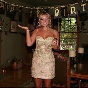 Jovani Gold Mini Dress